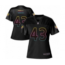 Women's Baltimore Ravens #43 Justice Hill Game Black Fashion Football Jersey