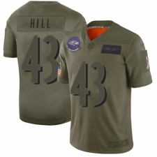 Youth Baltimore Ravens #43 Justice Hill Limited Camo 2019 Salute to Service Football Jersey