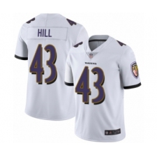 Youth Baltimore Ravens #43 Justice Hill White Vapor Untouchable Limited Player Football Jersey