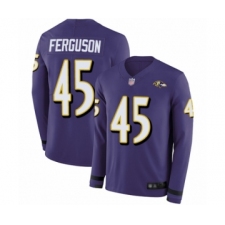 Men's Baltimore Ravens #45 Jaylon Ferguson Limited Purple Therma Long Sleeve Football Jersey