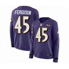 Women's Baltimore Ravens #45 Jaylon Ferguson Limited Purple Therma Long Sleeve Football Jersey