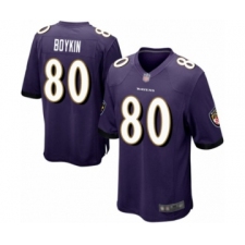 Men's Baltimore Ravens #80 Miles Boykin Game Purple Team Color Football Jersey