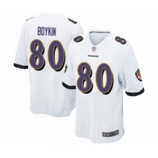 Men's Baltimore Ravens #80 Miles Boykin Game White Football Jersey