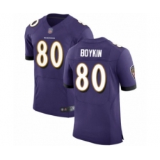 Men's Baltimore Ravens #80 Miles Boykin Purple Team Color Vapor Untouchable Elite Player Football Jersey