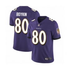 Men's Baltimore Ravens #80 Miles Boykin Purple Team Color Vapor Untouchable Limited Player Football Jersey