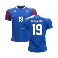 Iceland #19 GISLASON Home Soccer Country Jersey