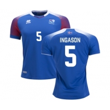 Iceland #5 INGASON Home Soccer Country Jersey