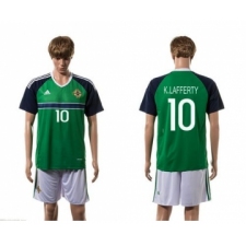 Northern Ireland #10 K.Lafferty Green Home Soccer Country Jersey