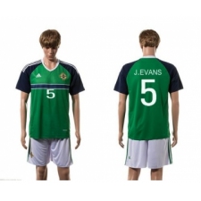 Northern Ireland #5 J.Evans Green Home Soccer Country Jersey