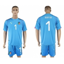 Italy #1 Buffon Blue Goalkeeper Soccer Country Jersey