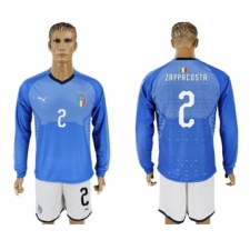 Italy #2 Zappacosta Blue Home Long Sleeves Soccer Country Jersey