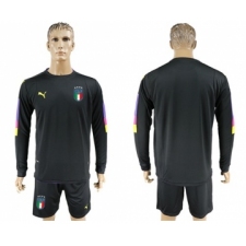 Italy Blank Black Long Sleeves Goalkeeper Soccer Country Jersey