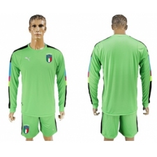 Italy Blank Green Long Sleeves Goalkeeper Soccer Country Jersey
