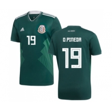 Mexico #19 O.Pineda Green Home Soccer Country Jersey