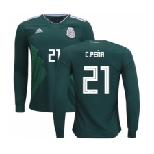 Mexico #21 C.Pena Home Long Sleeves Soccer Country Jersey