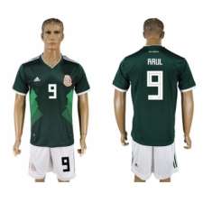 Mexico #9 Raul Green Home Soccer Country Jersey