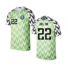 Nigeria #22 JOEL OBI Home Soccer Country Jersey