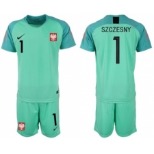 Poland #1 Szczesny Green Goalkeeper Soccer Country Jersey