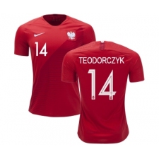 Poland #14 TEODORCZYK Away Soccer Country Jersey