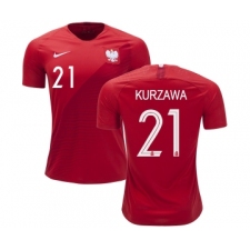 Poland #21 KURZAWA Away Soccer Country Jersey