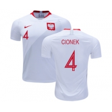 Poland #4 CIONEK Home Soccer Country Jersey