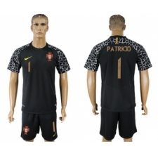 Portugal #1 Patricio Black Goalkeeper Soccer Country Jersey