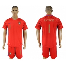 Portugal #1 Patricio Red Goalkeeper Soccer Country Jersey