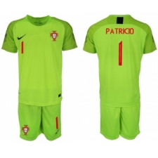 Portugal #1 Patricio Shiny Green Goalkeeper Soccer Country Jersey