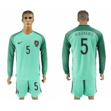 Portugal #5 Guerreiro Away Long Sleeves Soccer Country Jersey