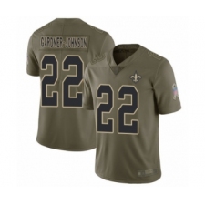 Men's New Orleans Saints #22 Chauncey Gardner-Johnson Limited Olive 2017 Salute to Service Football Jersey