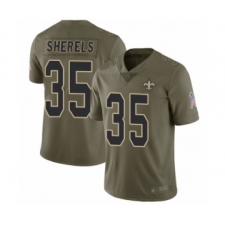 Men's New Orleans Saints #35 Marcus Sherels Limited Olive 2017 Salute to Service Football Jersey