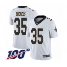 Men's New Orleans Saints #35 Marcus Sherels White Vapor Untouchable Limited Player 100th Season Football Jersey