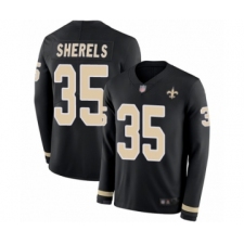 Youth New Orleans Saints #35 Marcus Sherels Limited Black Therma Long Sleeve Football Jersey
