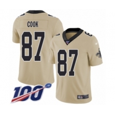 Men's New Orleans Saints #87 Jared Cook Limited Gold Inverted Legend 100th Season Football Jersey