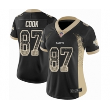 Women's New Orleans Saints #87 Jared Cook Limited Black Rush Drift Fashion Football Jersey