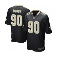 Men's New Orleans Saints #90 Malcom Brown Game Black Team Color Football Jersey