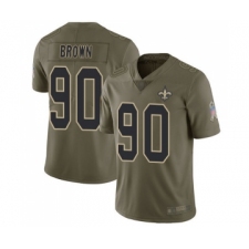 Men's New Orleans Saints #90 Malcom Brown Limited Olive 2017 Salute to Service Football Jersey