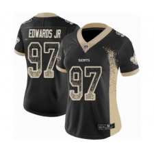 Women's New Orleans Saints #97 Mario Edwards Jr Limited Black Rush Drift Fashion Football Jersey