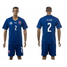 Slovakia #2 Tesak Blue Away Soccer Country Jersey