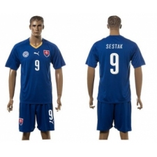 Slovakia #9 Sestak Blue Away Soccer Country Jersey