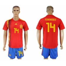 Spain #14 Fernandez Home Soccer Country Jersey