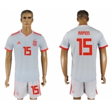Spain #15 Ramos Away Soccer Country Jersey
