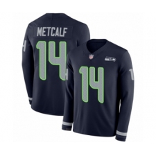 Youth Seattle Seahawks #14 D.K. Metcalf Limited Navy Blue Therma Long Sleeve Football Jersey
