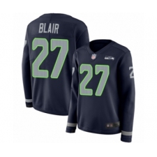 Women's Seattle Seahawks #27 Marquise Blair Limited Navy Blue Therma Long Sleeve Football Jersey