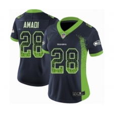 Women's Seattle Seahawks #28 Ugo Amadi Limited Navy Blue Rush Drift Fashion Football Jersey