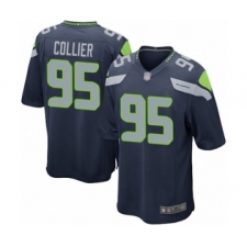 Men's Seattle Seahawks #95 L.J. Collier Game Navy Blue Team Color Football Jersey