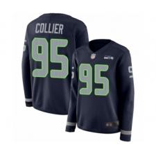 Women's Seattle Seahawks #95 L.J. Collier Limited Navy Blue Therma Long Sleeve Football Jersey