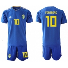 Sweden #10 Forsberg Away Soccer Country Jersey