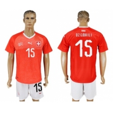 Switzerland #15 Dzemaili Red Home Soccer Country Jersey