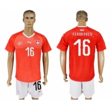 Switzerland #16 Fernandes Red Home Soccer Country Jersey